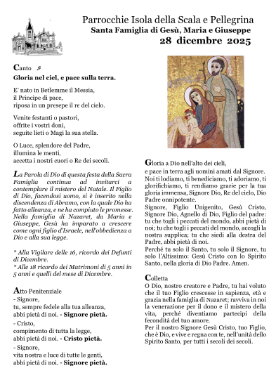 La Santa Famiglia di Gesù, Maria e Giuseppe